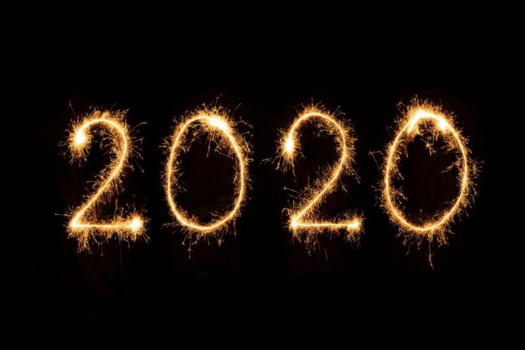 "2020" in the style of sparklers