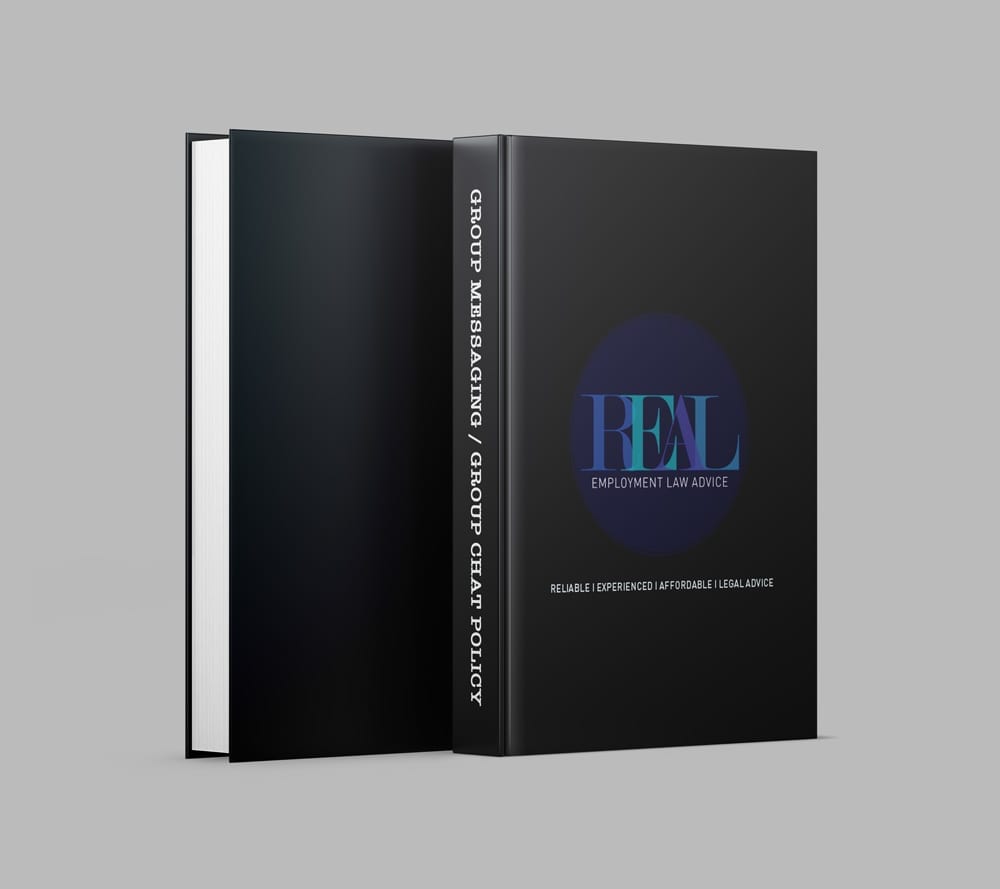 Mockup of a book with "Group Messaging & Group Chat Policy" on the spine