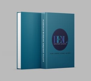 Mockup of a book with "Flexible Working Request Policy" on the spine